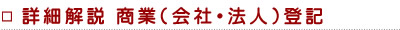 詳細解説　商業（会社・法人）登記